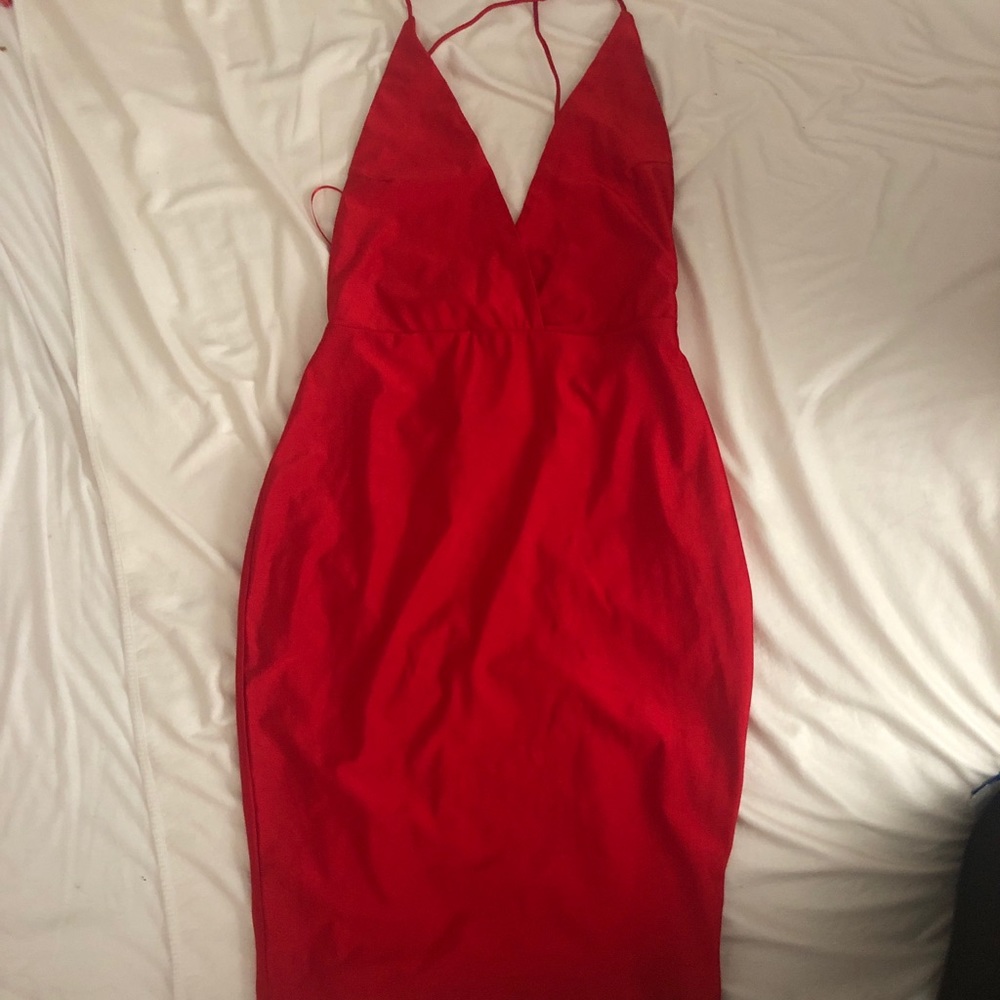 Open back criss cross red dress forever 21